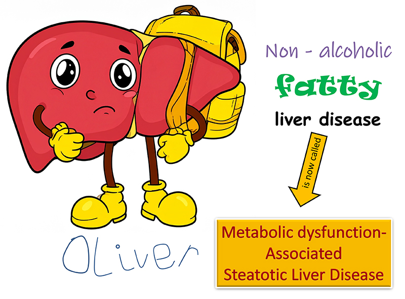 Infographic: Non-alcoholic fatty liver disease is now called "Metabolic Dysfunction-associated Steatotic Liver Disease."